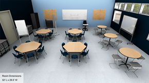 Middle/High School Collaborative Classroom with Tables - Overall View